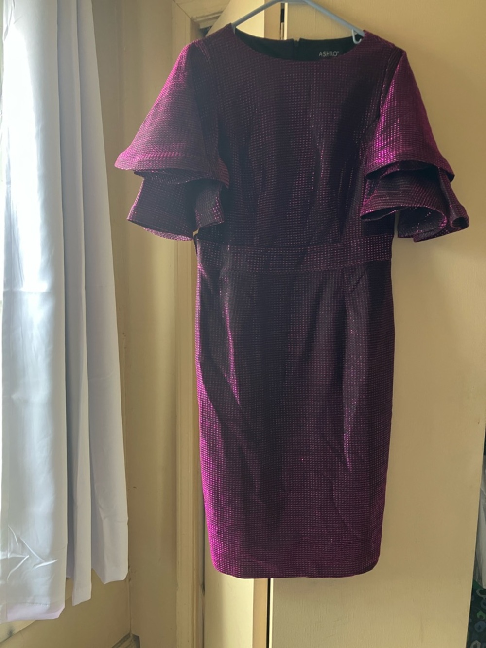Ashro Shimmery Plum and Black Midi Dress